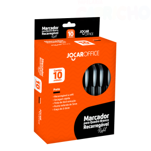 MARCADOR QUADRO BRANCO PRETO RECARREGAVEL CX10
