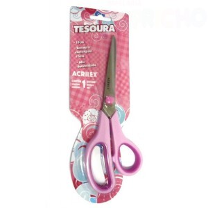 TESOURA 19CM ROSA ACRILEX