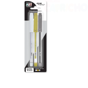 CANETA GEL ART 1.0 METALICO - BLISTER C/ 3 UNID. JOCAR OFFICE