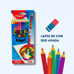 Lápis de Cor que Apagam – Maped Color’Peps Oops! com 12 Cores Incríveis