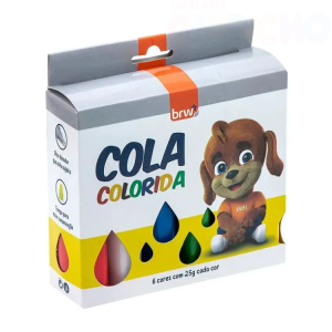 COLA COLORIDA 25GR C/ 6UN - (AZ , AM, VD, VM, PTO, BCO)